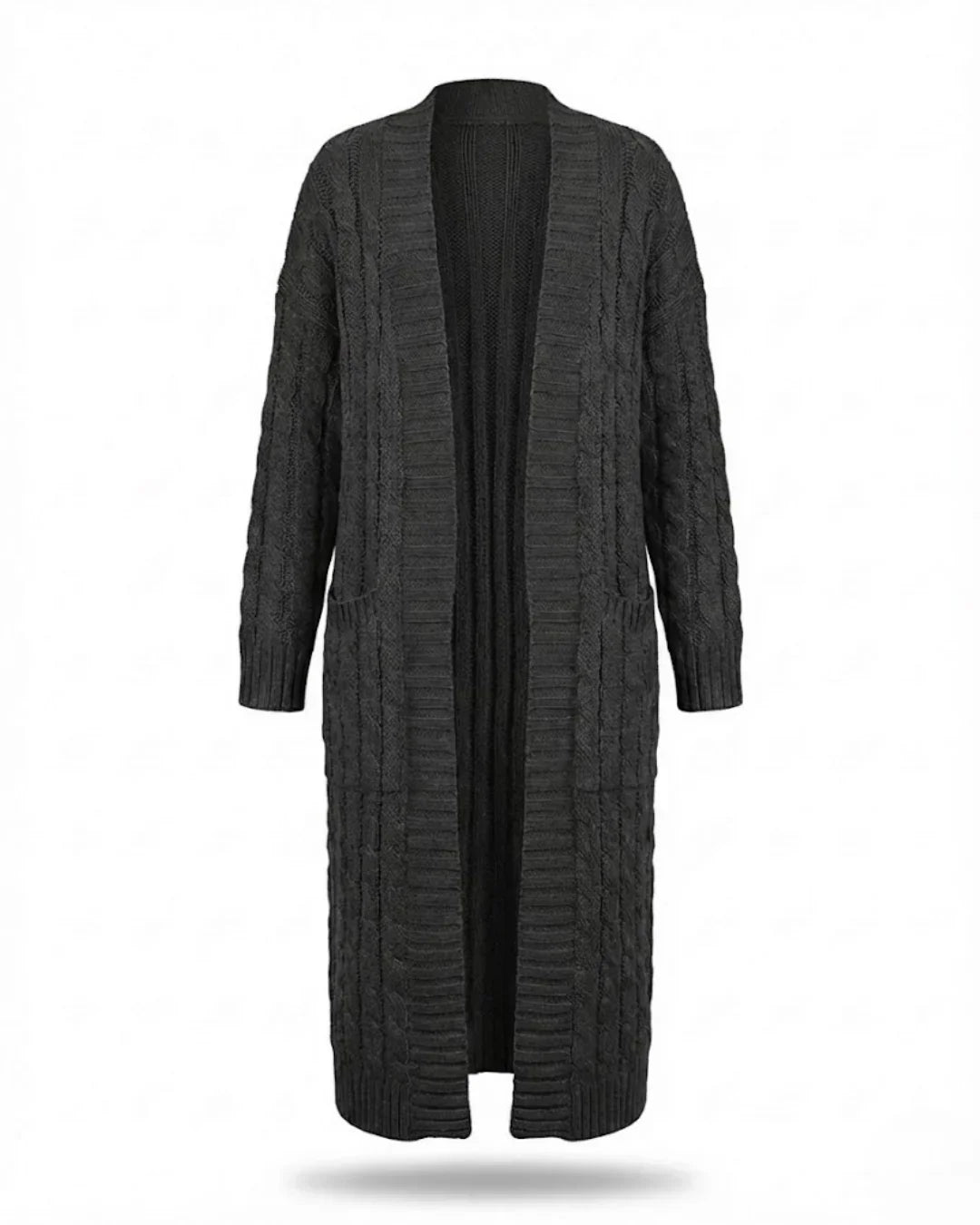 Indira™ | Extra-Long Cable-Knit Pocket Cardigan