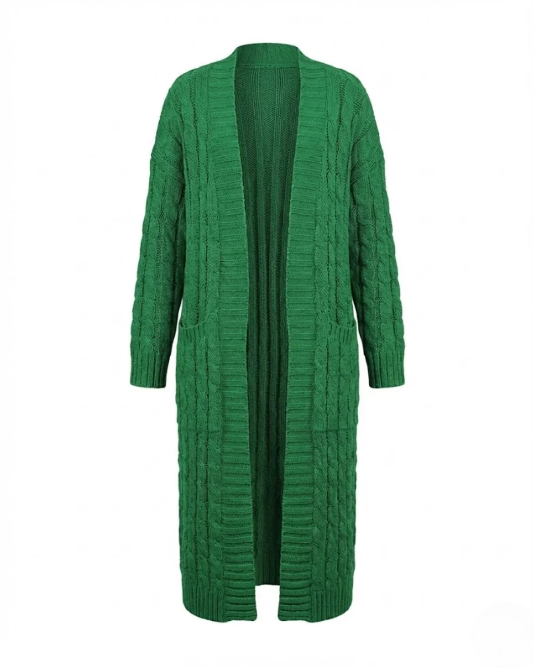Indira™ | Extra-Long Cable-Knit Pocket Cardigan