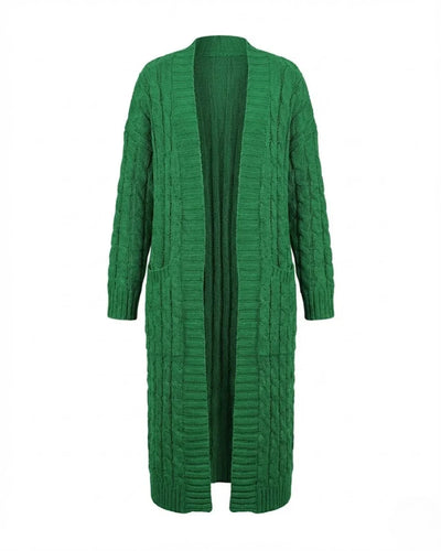 Indira™ | Extra-Long Cable-Knit Pocket Cardigan