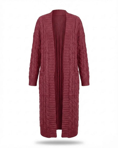 Indira™ | Extra-Long Cable-Knit Pocket Cardigan