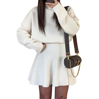 PHOEBE™ - Half-High Neck Loose Fit Knit Sweater Dress