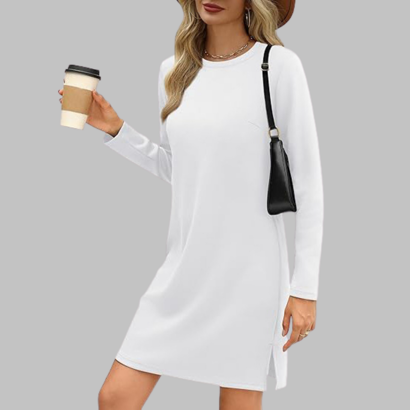 TATLO™ - Casual Long Sleeve Round Neck Mini Dress