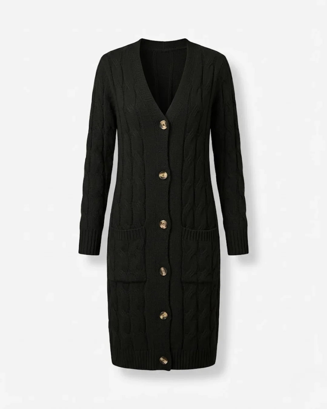 Jael™ | Cable-Knit Buttoned Long Cardigan Dress