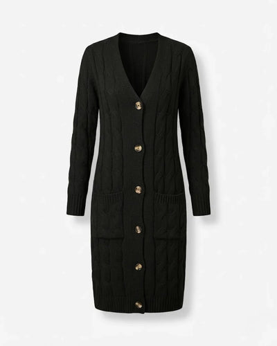 Jael™ | Cable-Knit Buttoned Long Cardigan Dress