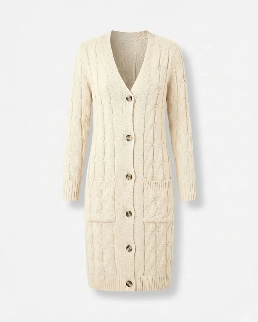 Jael™ | Cable-Knit Buttoned Long Cardigan Dress