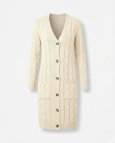 Jael™ | Cable-Knit Buttoned Long Cardigan Dress