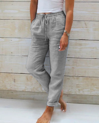 Aria Pants Made of Cotton and Linen with Elastic Waist