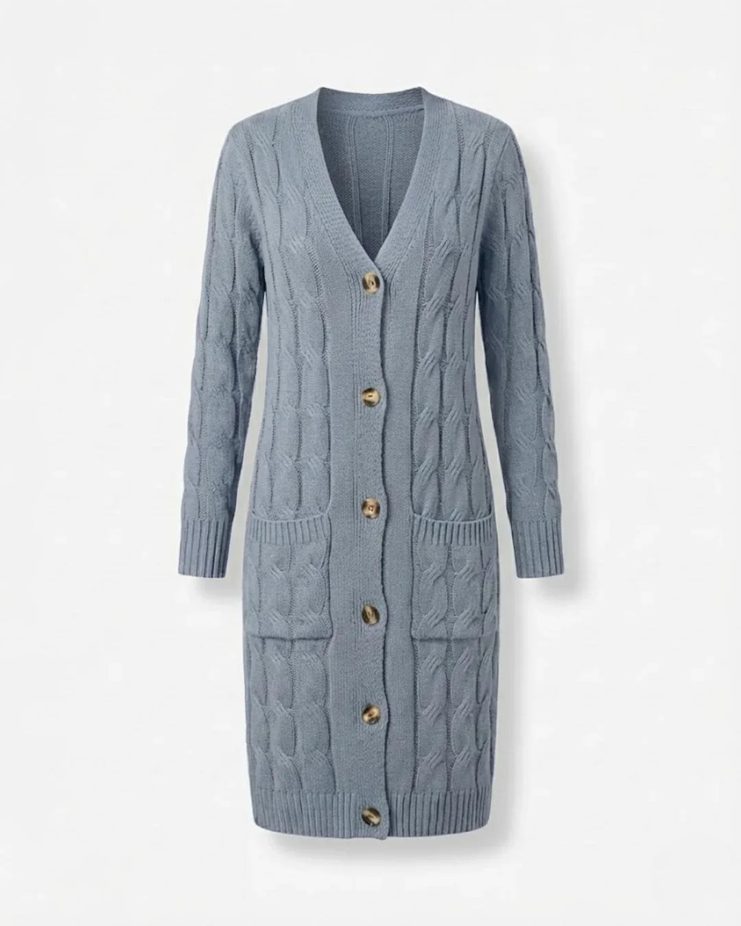 Jael™ | Cable-Knit Buttoned Long Cardigan Dress