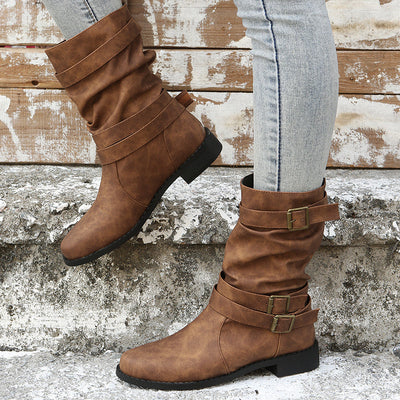 Nettie - Retro Leather Boots for Fall-Winter