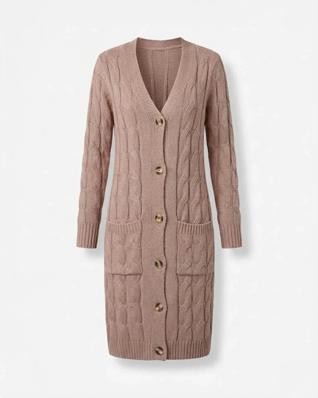 Jael™ | Cable-Knit Buttoned Long Cardigan Dress