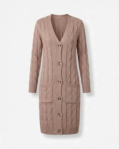 Jael™ | Cable-Knit Buttoned Long Cardigan Dress