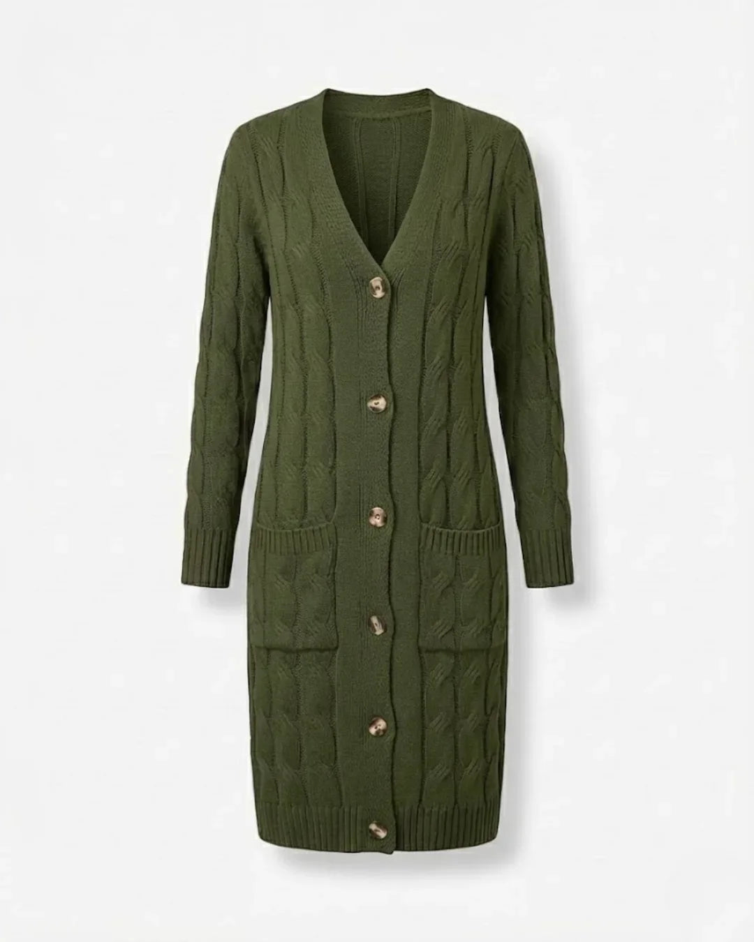 Jael™ | Cable-Knit Buttoned Long Cardigan Dress