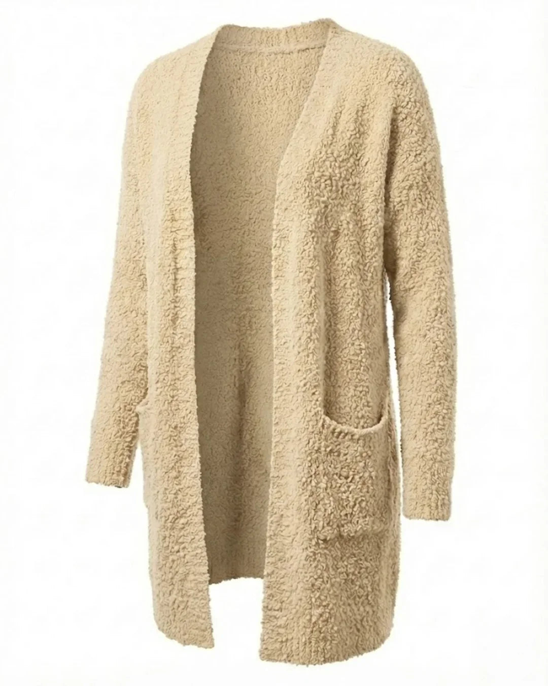 Imani™ | Bouclé Knit Open-Front Mid-Length Cardigan