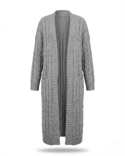 Indira™ | Extra-Long Cable-Knit Pocket Cardigan