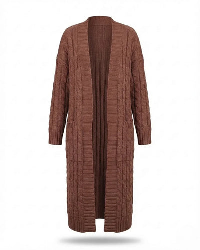 Indira™ | Extra-Long Cable-Knit Pocket Cardigan