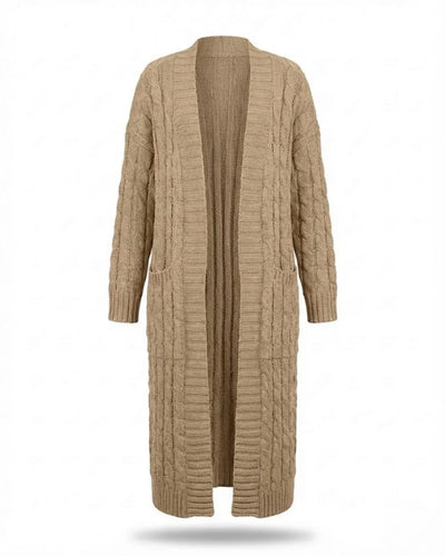 Indira™ | Extra-Long Cable-Knit Pocket Cardigan