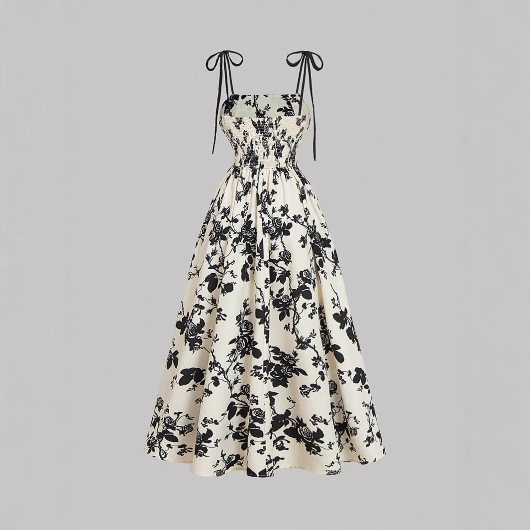 DAHLIANA™ - Elegant Summer Floral Tie-Shoulder Sundress