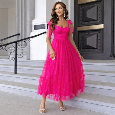 HALI™ - Vintage Ruffle Hem Tie Shoulder Formal Dress