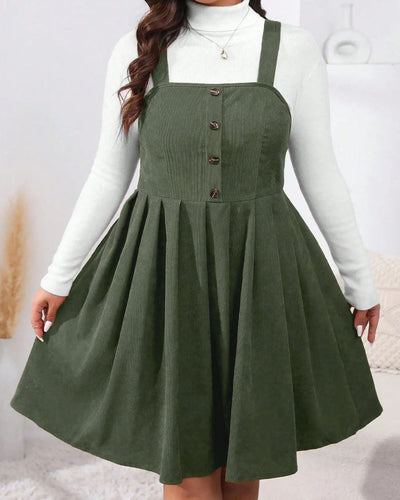 NADELEINE™ - Casual Plus Size Pleated A-Line Sleeveless Mini Dress