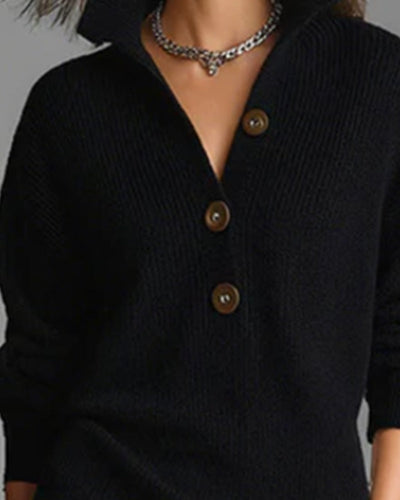 Rosetta™ | Ribbed Knit Button-Front Polo Sweater Dress