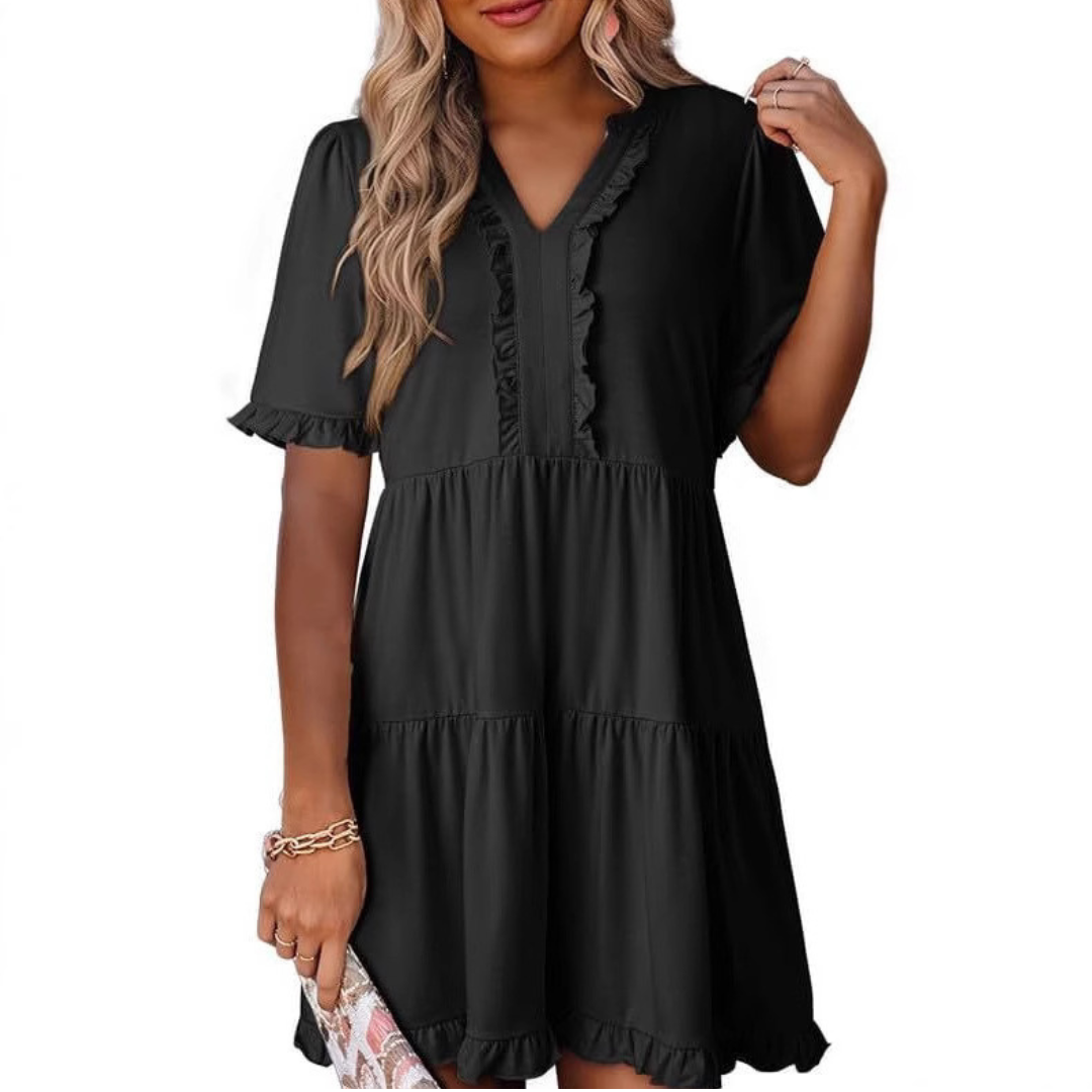 SHAILA™ - Casual V-Neck Mini Dress