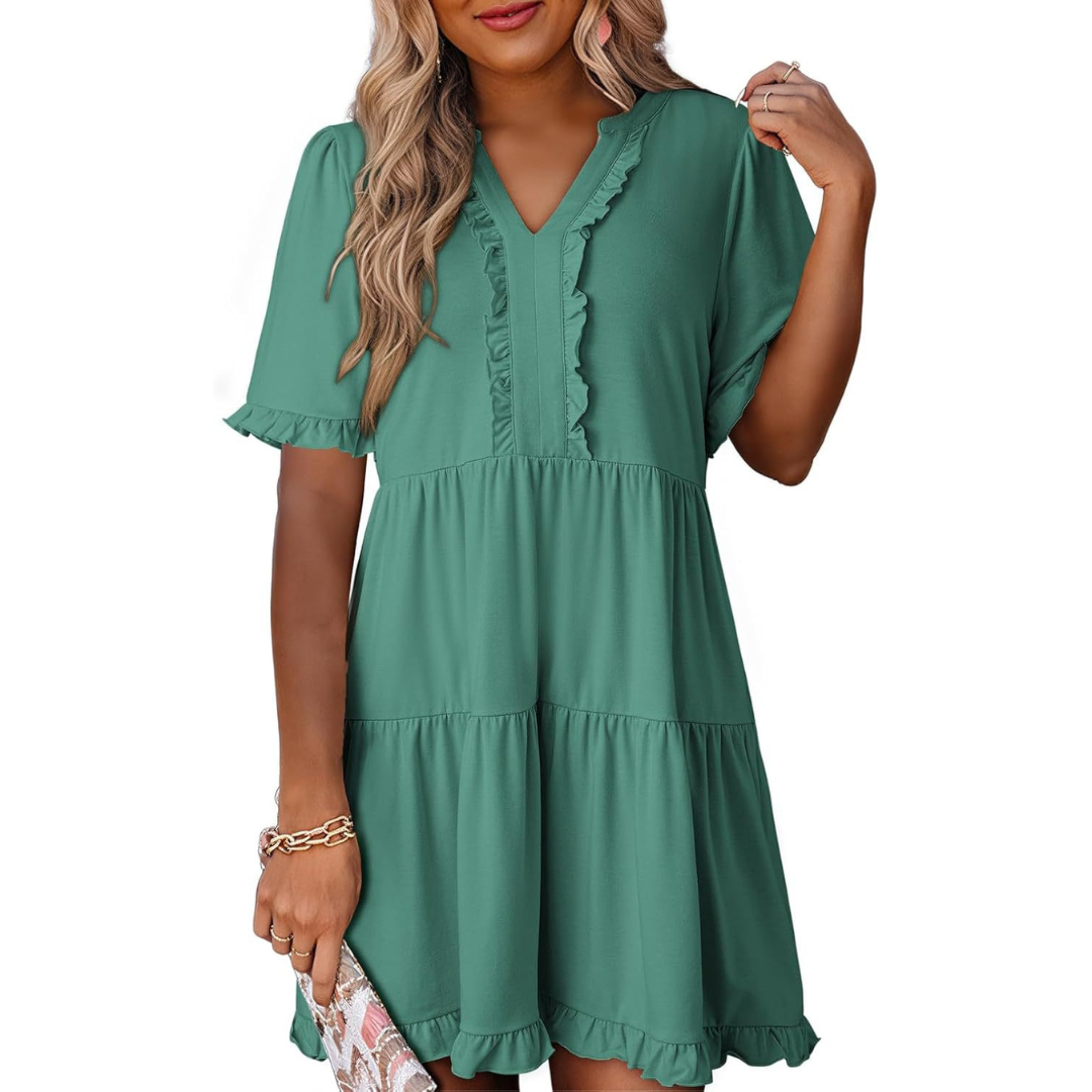 SHAILA™ - Casual V-Neck Mini Dress