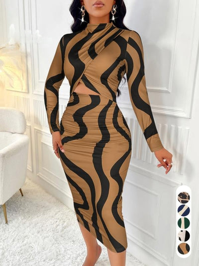 ARA™ - Colorblock Print Cut-Out Bodycon Dress for Spring & Fall